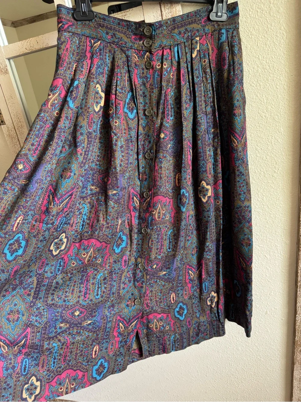 Vintage Giorgio Sant’Angelo Paisley Button Front Midi Skirt Size 10